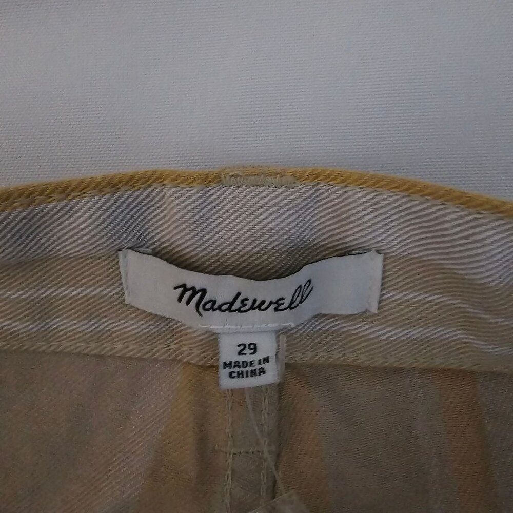 Madewell Women's Poplar Yellow Striped Rumpled Cotton Twill Shorts Size 29, NWT - Picture 7 of 16